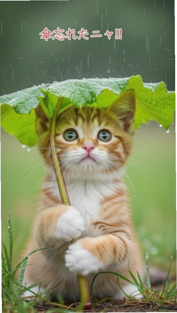 Mèo đội lá che nắng rất ngộ nghĩnh làm hình nền
