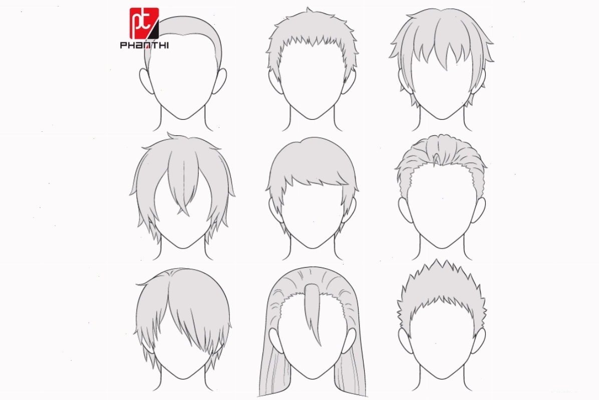 Minh họa vẽ tóc anime nam ở góc nghiêng