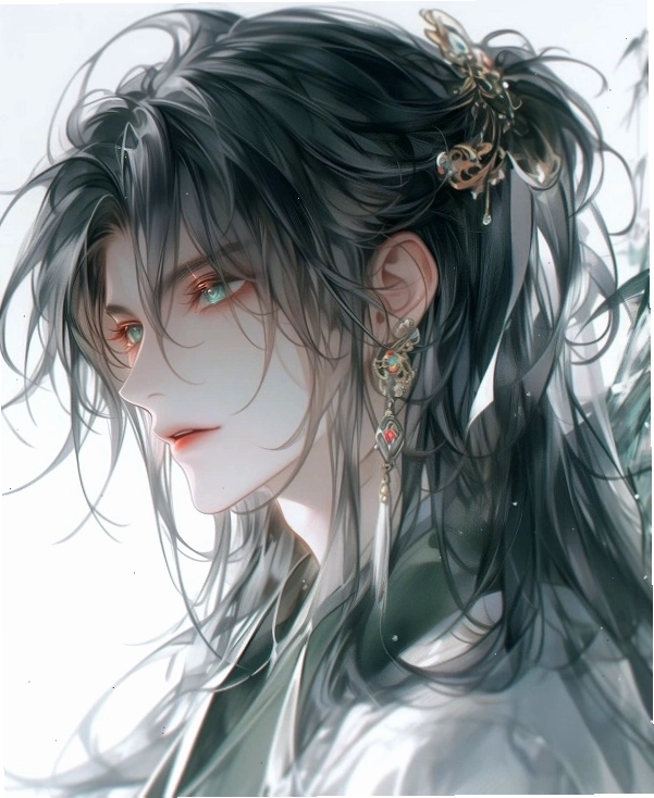 Mỹ nam cổ trang anime với vẻ đẹp lãng tử trong khung cảnh thiên nhiên