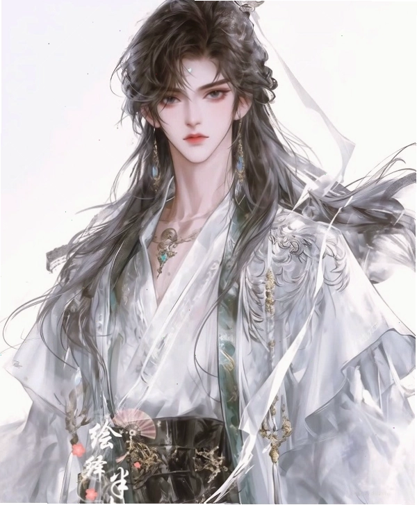Mỹ nam cổ trang anime với vẻ ngoài lạnh lùng và bí ẩn