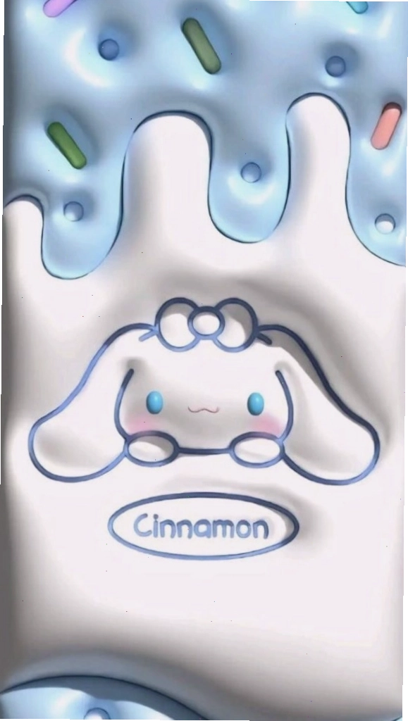 Nền kem tan chảy với bé Cinnamoroll trắng nằm ngoan