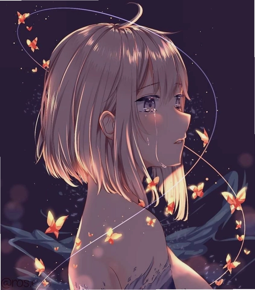 Nhân vật anime nam với ánh mắt sắc bén và mái tóc bạch kim