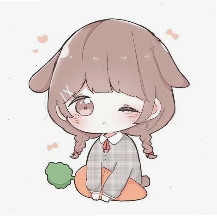 Nhân vật chibi tóc vàng đeo kính phong cách học sinh
