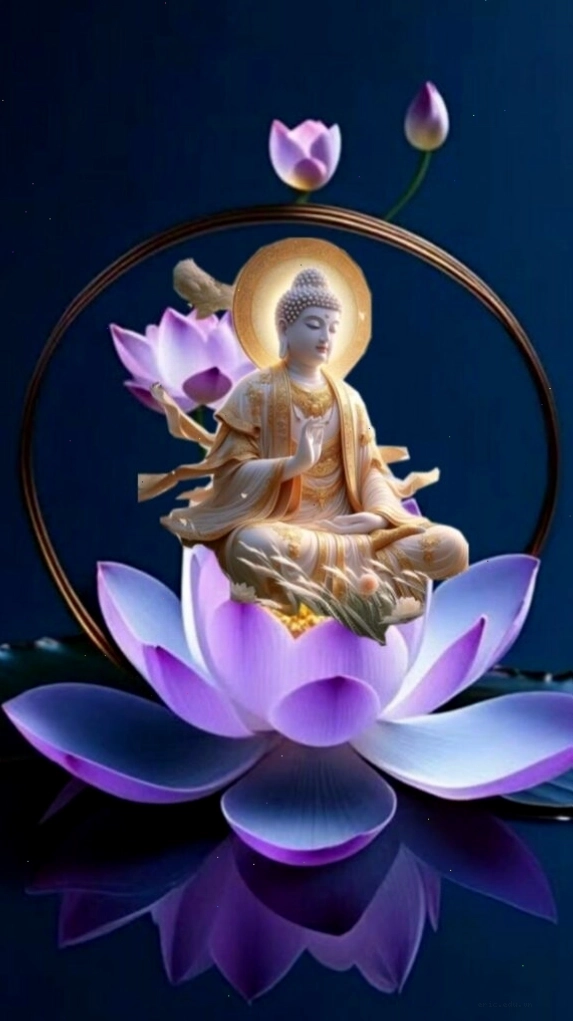 Phật Bà Quan Âm đứng trên đài sen 3D