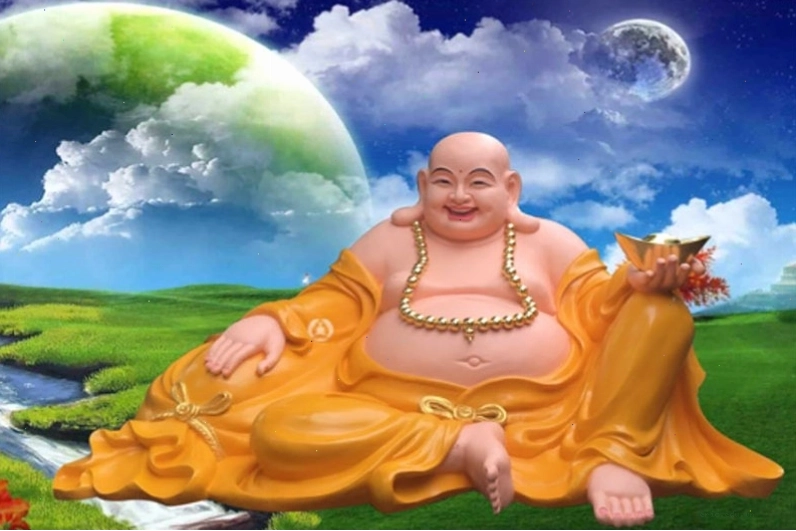 Phật Di Lặc với biểu tượng tiền vàng