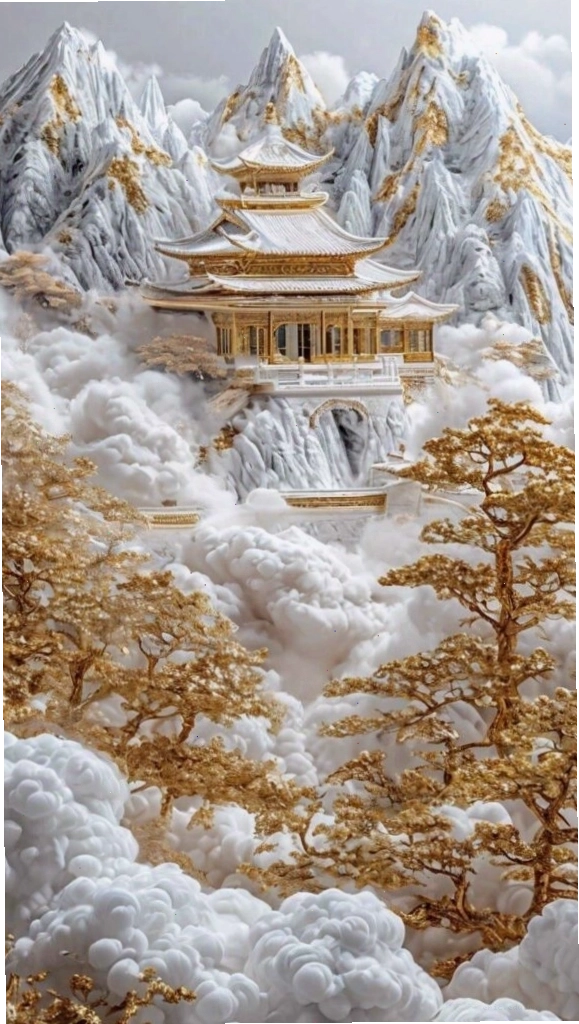 Tháp cổ ẩn mình trong mây
