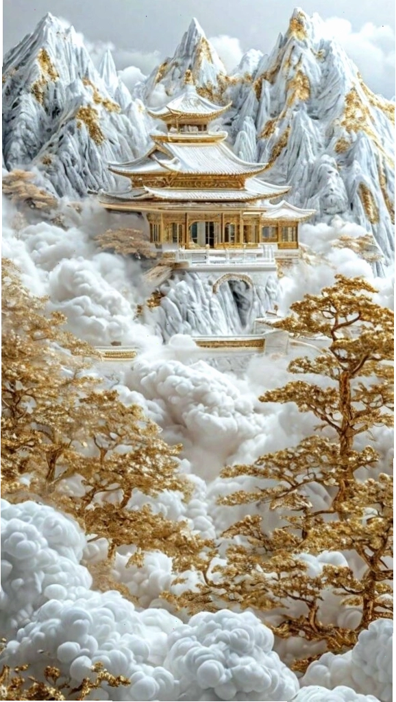 Tháp cổ ẩn mình trong mây