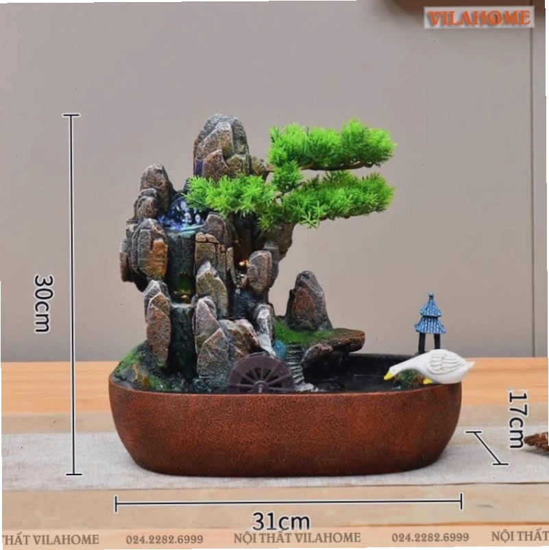 Tiểu cảnh thác nước mini trang trí phòng khách