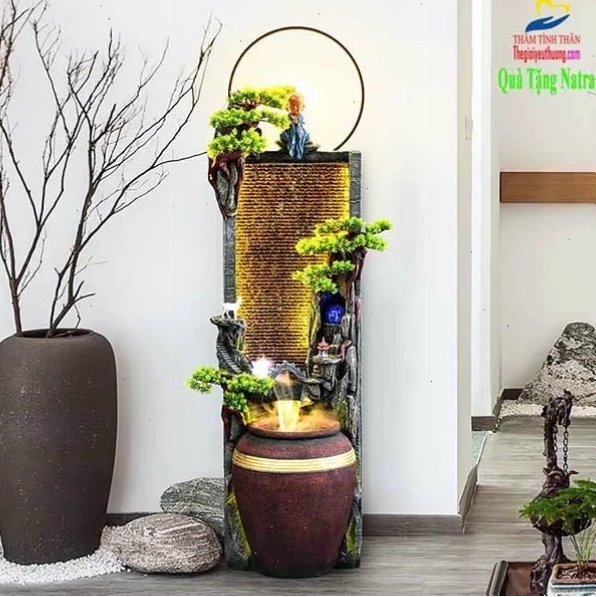 Tiểu cảnh thác nước mini trong nhà tạo điểm nhấn sinh động