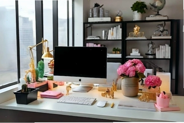 Trang trí bàn làm việc năng suất với cây xanh và vật phẩm phong thủy