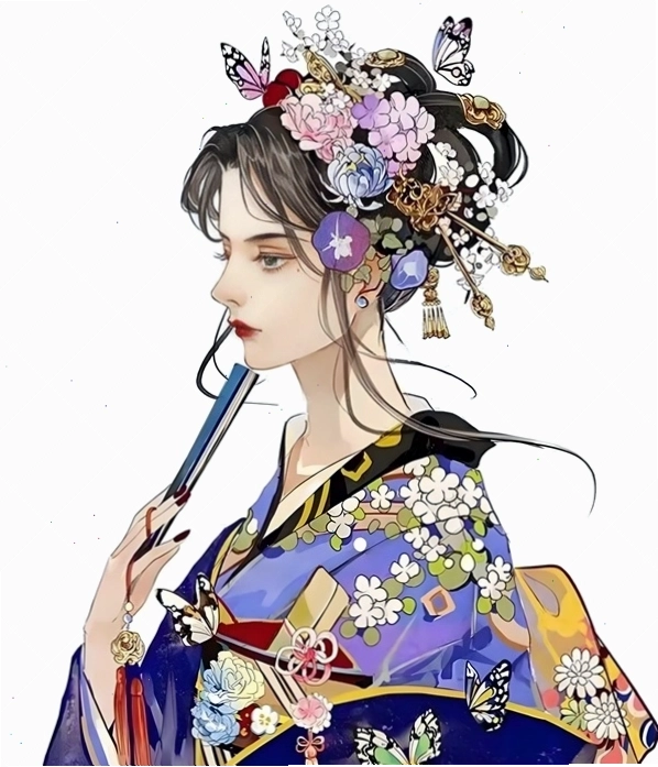 Tranh anime cổ trang sử dụng gam màu ấm áp, tạo cảm giác hoài niệm