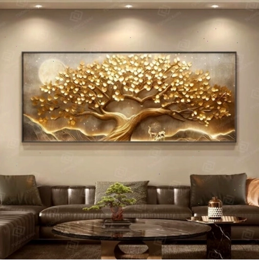 Tranh cây lộc vàng phong thủy TG4765 mang ý nghĩa tài lộc và sung túc