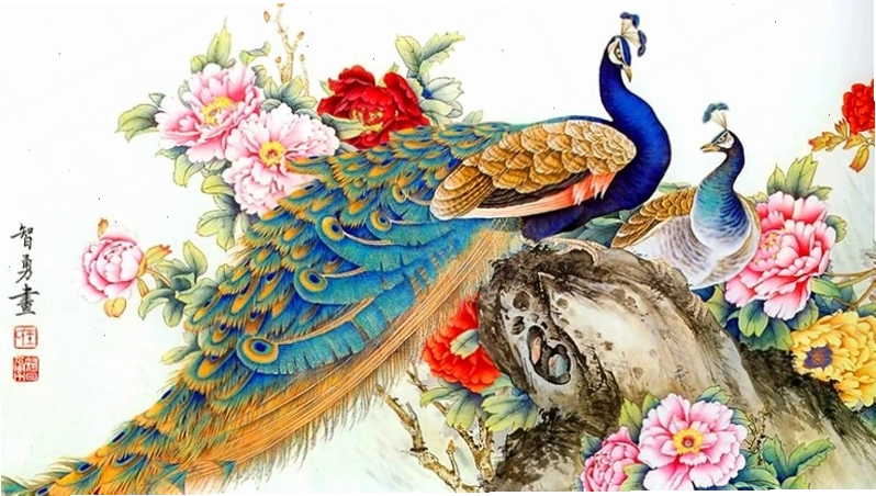 Tranh chim công mang ý nghĩa giàu sang và phú quý