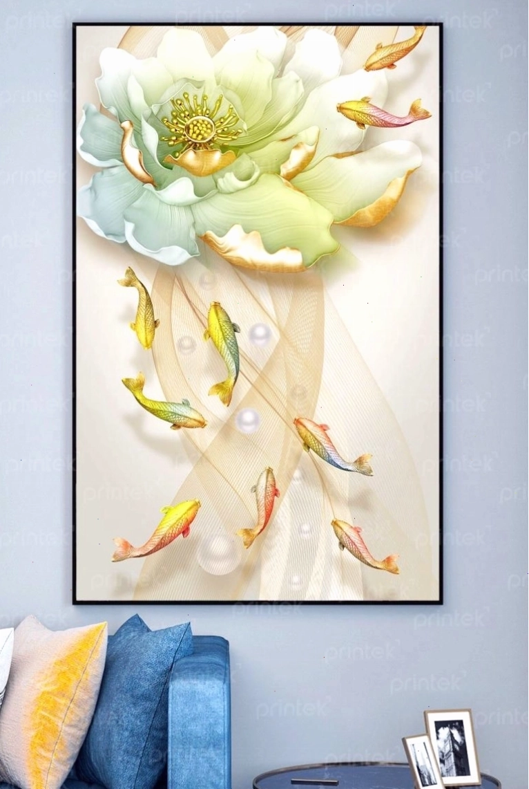 Tranh phong thủy cá chép hoa sen
