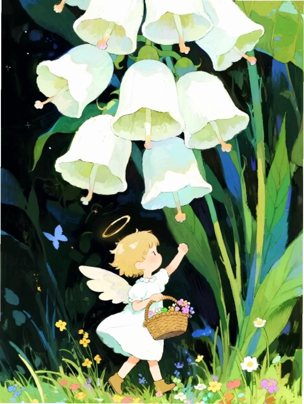 Tranh vẽ vườn hoa anime chất lượng cao với chi tiết tinh xảo