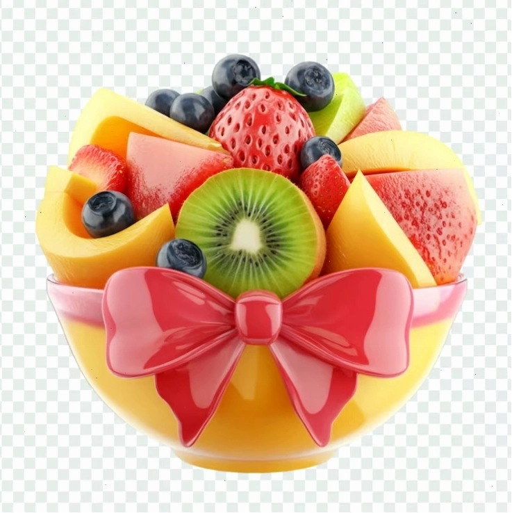 Bát salad trái cây chibi ngon mắt trong gam màu vàng