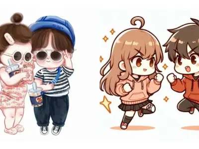 Khám phá hình chibi cặp đôi cute mang cảm xúc đầy màu sắc
